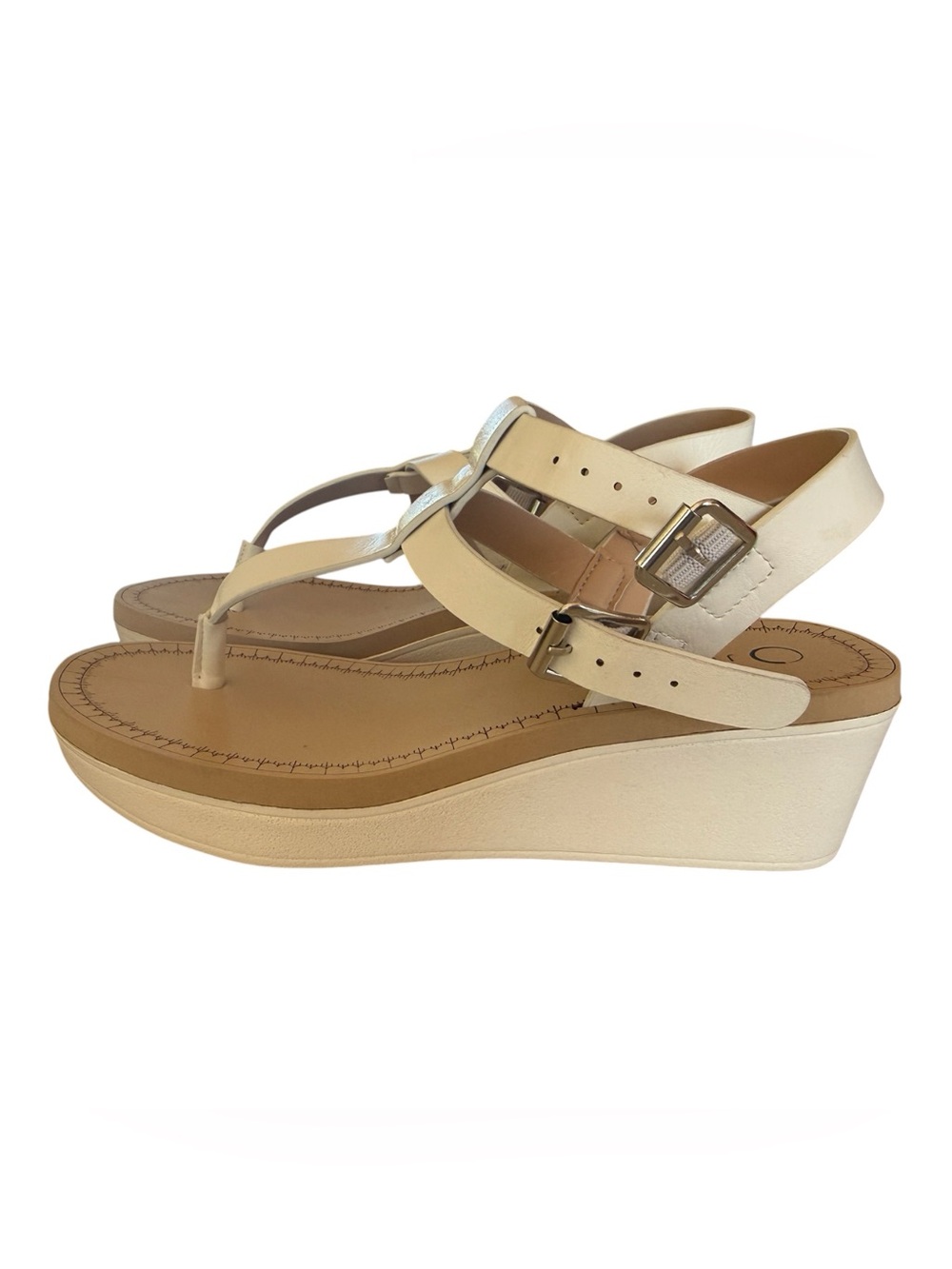 Journee Bianca White Wedge Sandals 6.5M NIB